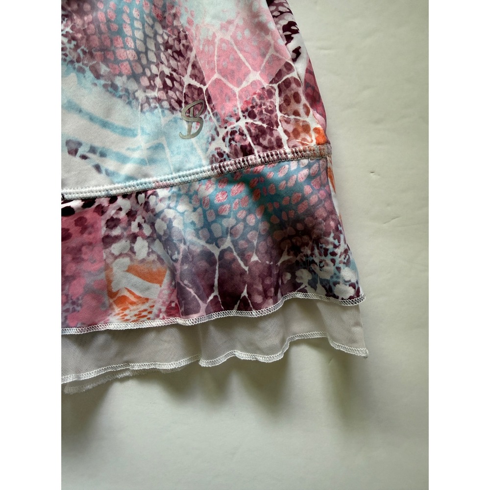 Sofibella Womens Animal Print Tennis Skort Pink Ruffle Mesh Size S Pickleball - Picture 5 of 9